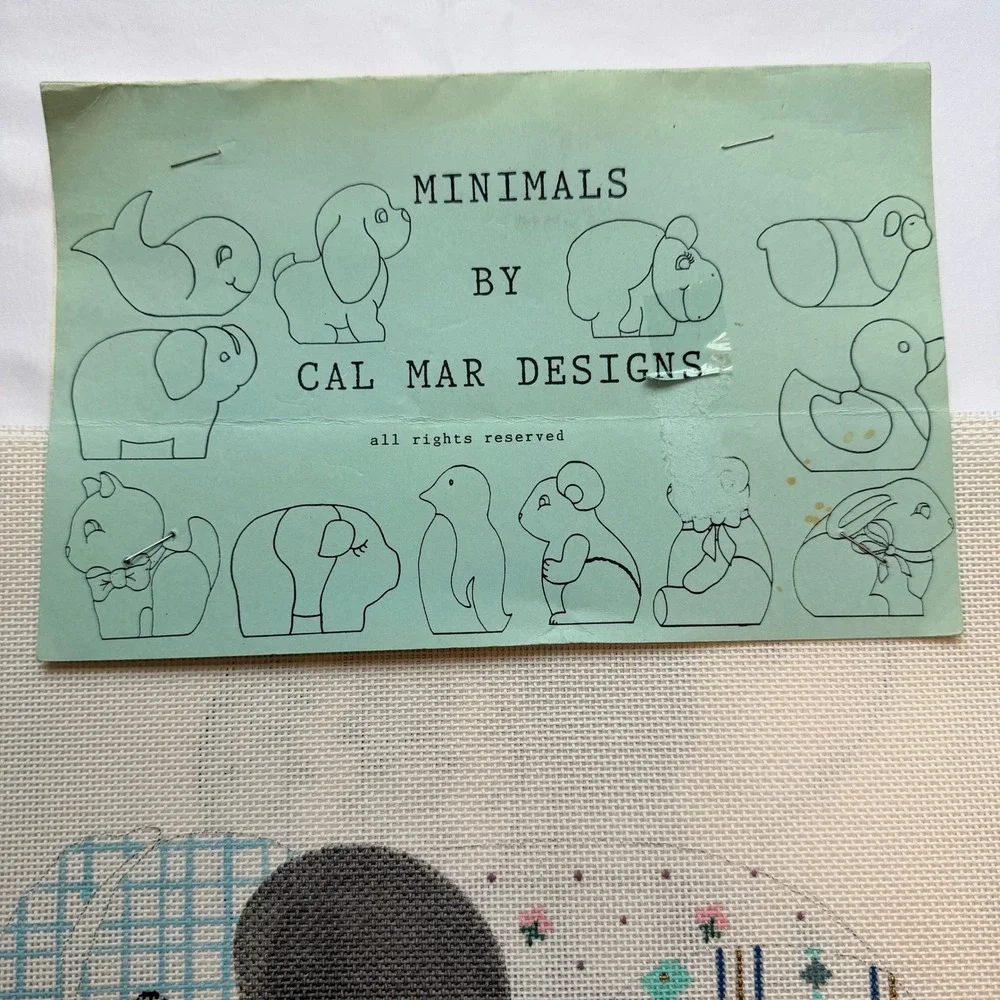 Vintage Susan Portra Ellie Elephant Needlepoint Canvas Cal Mar 226 w Guide